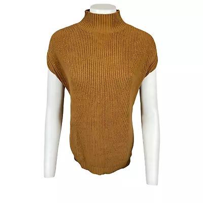 Isaac Mizrahi Shaker Stitch Dropped Shoulder Mock-Neck Sweater Toffee X-Small Sz • $12.50