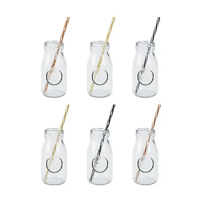 Mini Milk Bottles - 250ml Glass Water Kids Mason Jar Home Decor Wedding Vintage • $10.70