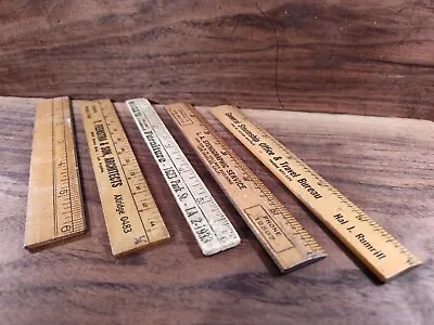 Lot Of Five Different Vintage Wooden Advertising Rulers • $18.95
