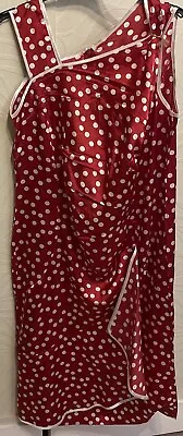 Vintage Satin Red Polka Dot Dress (m) 50’s Rockabilly • £20