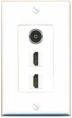 DecorZ - 2 HDMI 1 Toslink Optical Audio Coupler Jack Port Wall Plate White F-F • $12.44