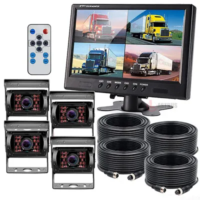 9  Quad Split Screen Monitor Rear Back Up Camera System For Bus Truck Rv 12-24v • $136.99