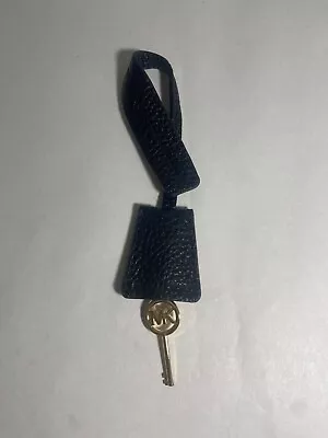 Michael Kors Gold Tone MK LOGO Purse Charm KEY FOB Hang Black Genuine Leather • $15.29