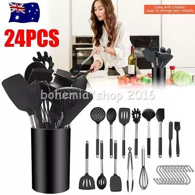 24Pcs Kitchen Utensil Set Silicone Non-Stick Cooking Stainless Steel • $35.20