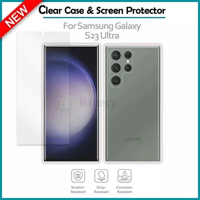 Slim Shockproof Phone Case CLEAR+Screen Protector For Samsung Galaxy S23 Ultra • $3.49