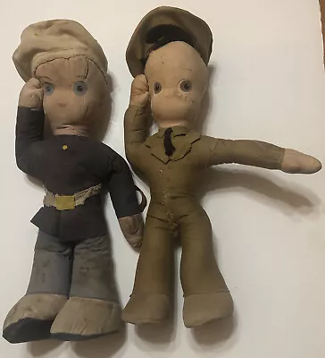 Vintage Pre-1942 Sailor And Army Cloth Dolls • $25