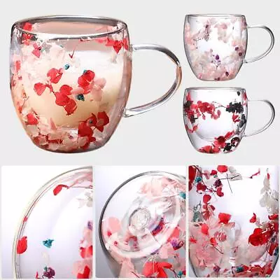 250/350ml Double Layer Coffee Cup With Handle Transparent Milk Cup Giftsღ • £9.62