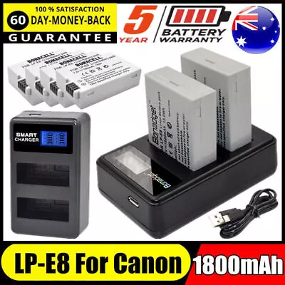 1800mAh LP-E8 Battery & Dual Charger For Canon EOS Kiss X4 550D 600D 700D 650D • $30.99