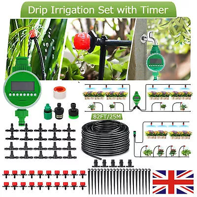 £17.99 • Buy 82ft Automatic Drip Irrigation System Kit Plant Timer Self Watering Garden Hose 