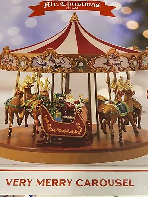 Mr. Christmas Very Merry Carousel 12  Holiday LED Musical Decor 25 Songs New  • $89.95