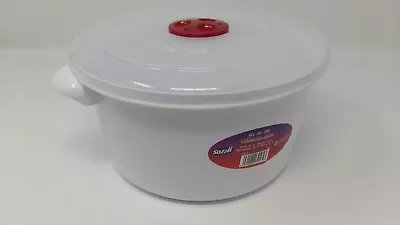 3ltr White Microwave Food Bowl Pot Container Air Tight Lid Steam Release Valve • £7.69