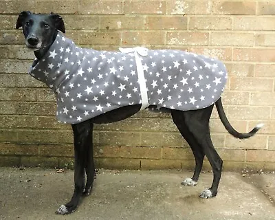 £21 • Buy Greyhound / Lurcher / Whippet Dog Fleece House Coat - Grey & White Stars Design