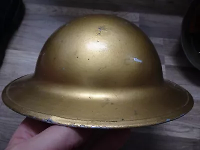 Orig WW2 MK II Helmet  Gold Painted  George Evans & Company - Philadelphia • $24.99
