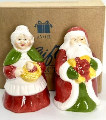 Vintage 1995 Mr. & Mrs. SANTA CLAUS Salt & Pepper Shakers 3” By Avon NEW! • $18.50