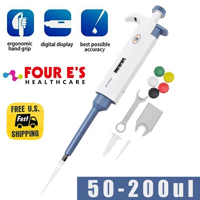 $15.99 • Buy Single Channel Pipette Laboratory Micro Pipettor Transfer 50-200ul Adjustable US