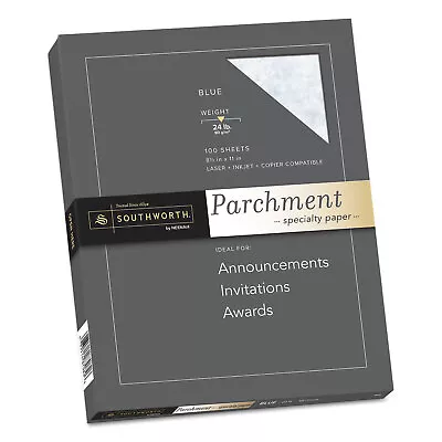 Parchment Specialty Paper 24 Lb Bond Weight 8.5 X 11 Blue 100/Pack P964CK336 • $28.29