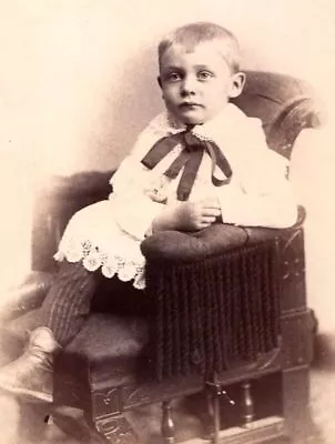 1883 Cabinet Card Photo Lil Victorian Boy  Clarence  W Dress Chair Amsterdam NY • $5.95