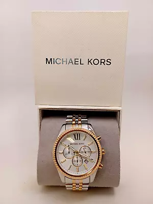 Michael Kors MK8344 Lexington Silver & Gold Two Tone Men's Wrist Watch 45mm • $127.95