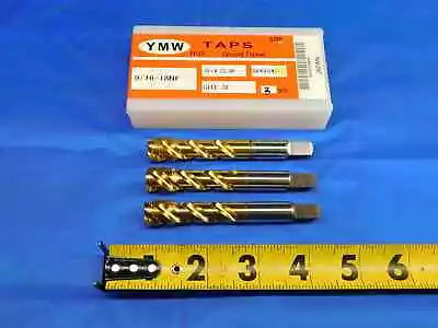 3pcs NEW YMW 9/16 18 NF GH3 HSSE TIN COATED PLUG TAP 3 SPIRAL FLUTE .5625 • $44.99
