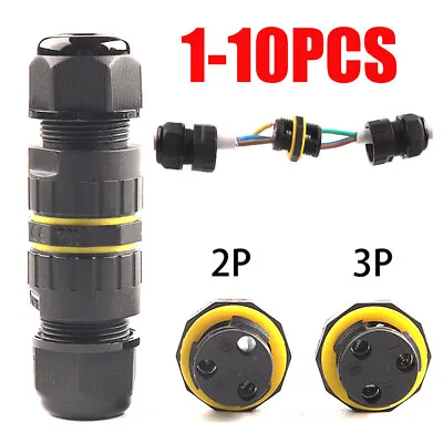 £6.25 • Buy IP68 Waterproof Electrical Wire Cable Connector Outdoor Underwater Plug 2,3Pins