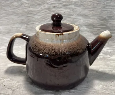 Pottery Brown Drip Glaze McCoy Vintage Round Teapot With Lid Made In USA MCM0075 • $12.99
