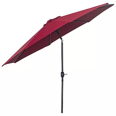 Outsunny 3(m) Patio Umbrella Outdoor Sunshade Canopy W/ Tilt & Crank Wine Red • £45.99