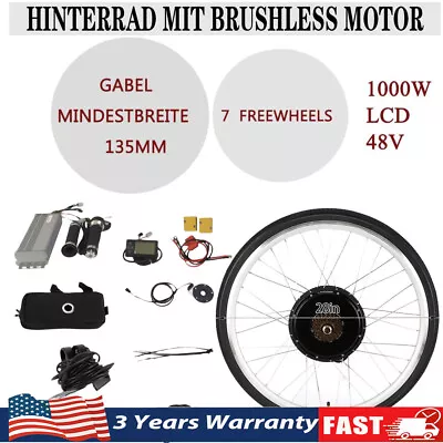 Electric Bike Conversion Kit 28 Inch 48V 1000W EBike Rear Motor Wheel With LCD • $203.30