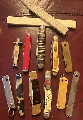 VTG Pocket Knife Lot Parts Or Restore VTG Mechanics Thickness Feeler Gauges • $13