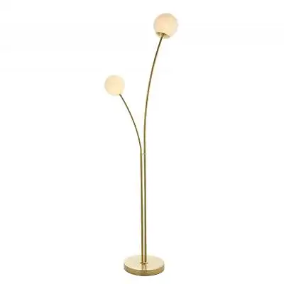 £128.80 • Buy Endon Lighting Bloom 2 Light Floor Lamp - Satin Brass Plate & Opal Glass