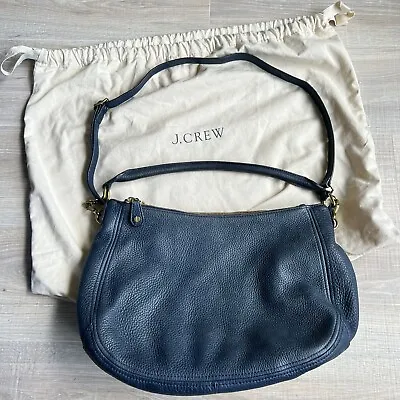 JCrew Jade Blue 100% Leather Biennial Hobo Crossbody Bag Shoulder Purse 89715 • $55.97