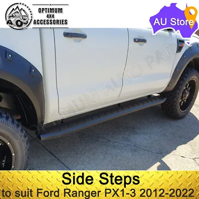 To Suit Ford Ranger PX PX2 PX3 2012-2022 With Heavy Duty Black Steel Side Steps • $319