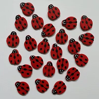 24 Mini Ladybird Painted Wood Embellishments Craft • £1.95