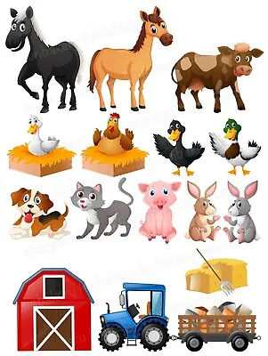 Farm Animal Cake Topper Party Decoration Edible Birthday Celebration Stand Up • £5.49