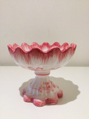 £12.99 • Buy PORTUGUESE CERAMIC BOWL - Vintage, & Handmade, Hand Painted Pink & White Vestal