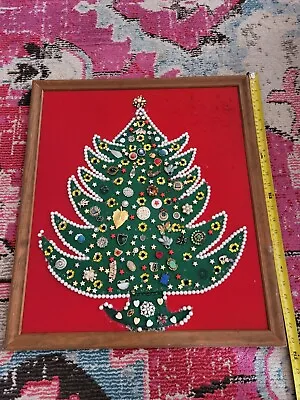 20x24  Vintage Framed Costume Jewelry Christmas Holiday Tree Decoration Chic • $27.79