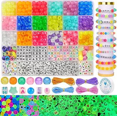 Glow Beads Bracelet Making Kit Glow In The Dark Pony Beads Letter Beads New • $14.31