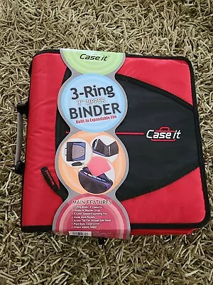 Case It Mighty Zip Tab 3 Inch Capacity Ring Zipper Binder Red D-146 New • $19.99