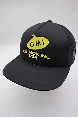 Vintage Snapback Trucker Hat Cap Oil Mop Black Foam Mesh Farmer Youngan • $7.48