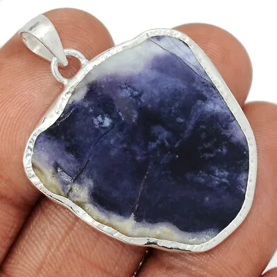 Natural Violet Flame Opal Slice - Mexico 925 Silver Pendant Jewelry CP33483 • $15.99