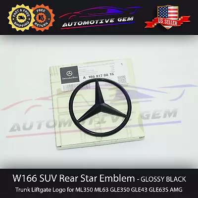 W166 SUV Mercedes GLOSS BLACK Star Emblem Rear Trunk Lid Logo Badge AMG GLE350 • $24.99