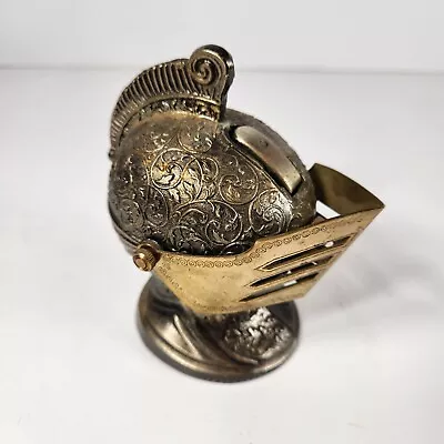 Vintage 1970s Cigarette Lighter Tabletop Knight’s Brass Color Helmet Metal • $49.99