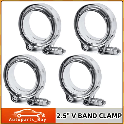 $46.99 • Buy 4 Pcs 304 SS V Band Clamp With Flanges Male Female CNC Stainless Steel 2.5 Inch