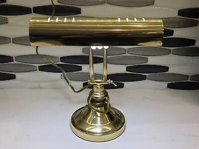 Vintage Piano Banker Lamp Adjustable Polished Brass Metal Desk Light-Works • $29.99