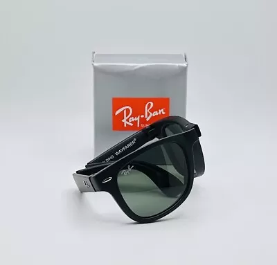 Ray-Ban RB4105 Folding Wayfarer 50mm Unisex Square Sunglasses- Black/ Green Lens • $66