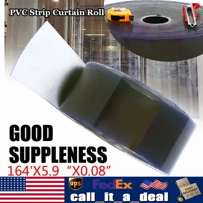 $99.03 • Buy Strip Curtain164 Ft X 5.9 In Roll Cooler / Freezer Plastic PVC Clear Door Strip