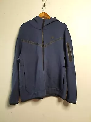 Nike Tech Fleece Sweater Mens Size Xl Extra Large Blue Black Hooded Jumper • $29