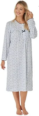 Ladies Nightdress Long Sleeve Jersey Cotton Nightie Lady Olga Nightwear • £17.89