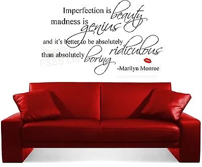 Marilyn Monroe Imperfection Is Beauty Quote Wall Art Sticker Home Music Film Diy • £15.99