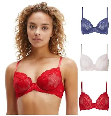 Calvin Klein Seductive Comfort Lotus Floral Full Cup Bra 000QF6572E Lace Bras • £22.50