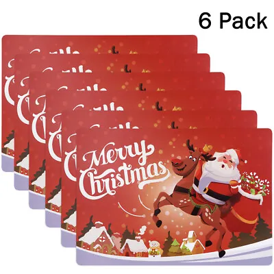 $8.82 • Buy Christmas Placemats Set Of 6 Holiday Table Mats Xmas Dining Kitchen Decorations